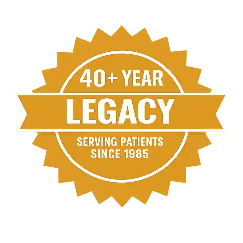 40+ year legacy badge: serving patients since 1985